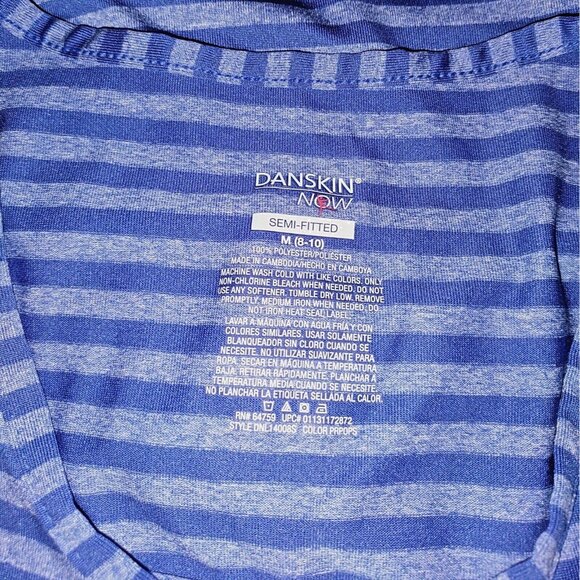 Danskin Now Dri More Top Purple Women Size Medium  V Neck Semi Fitted Striped - Picture 5 of 5